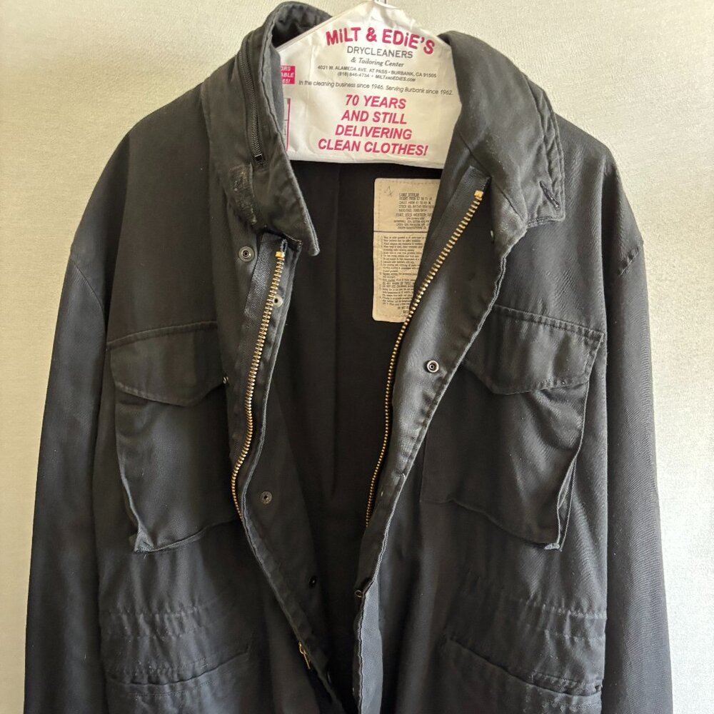 Vintage Men's Black M-65 Cold Weather Field Jacket w/Epaulette